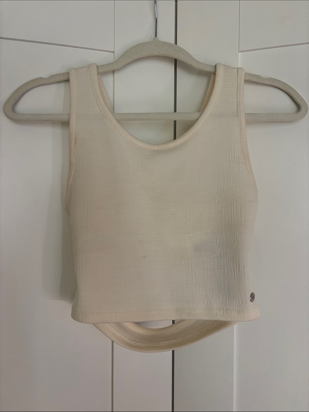 Roxy Cream Ribbed Cropped Tank Top